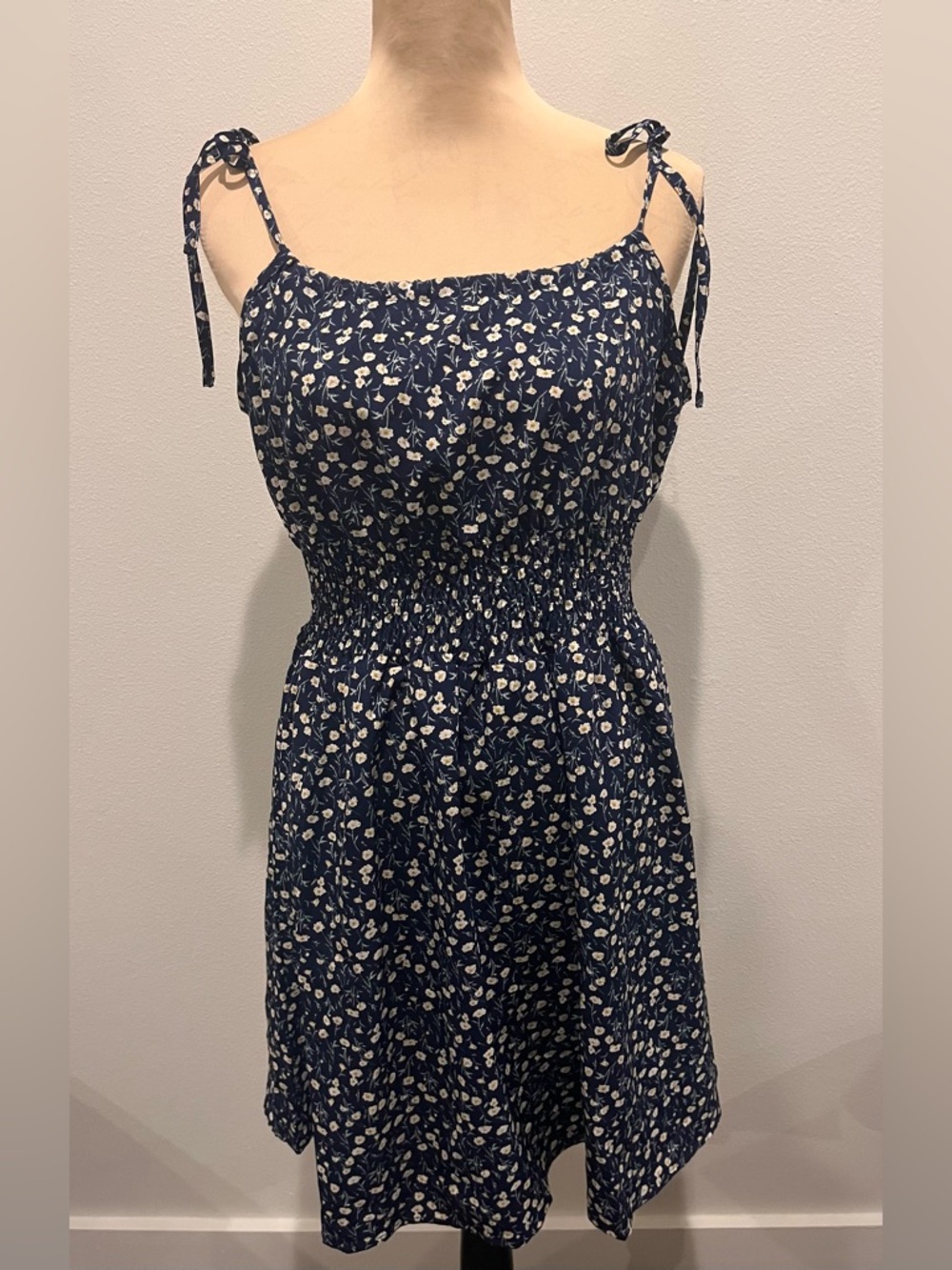 NWOT Navy Ditsy Floral Tie-Shoulder Sundress